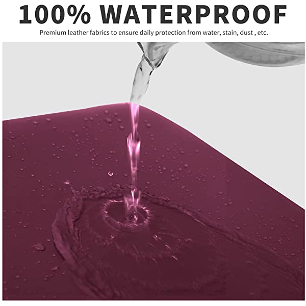 Easy-Going PU Leather Recliner Sofa Slipcovers, Waterproof Stretch Sofa Covers, 8 Pieces Stretch Furniture Protector, Elastic Strap Shield Pets Kids Children Cats Dogs Beige