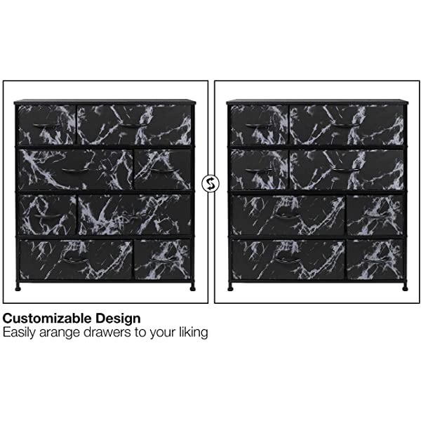 Sorbus Dresser with 8 Drawers - Furniture Storage Chest Tower Unit for Bedroom, Hallway, Closet, Office Organization - Steel Frame, Wood Top, Easy Pull Fabric Bins (White)