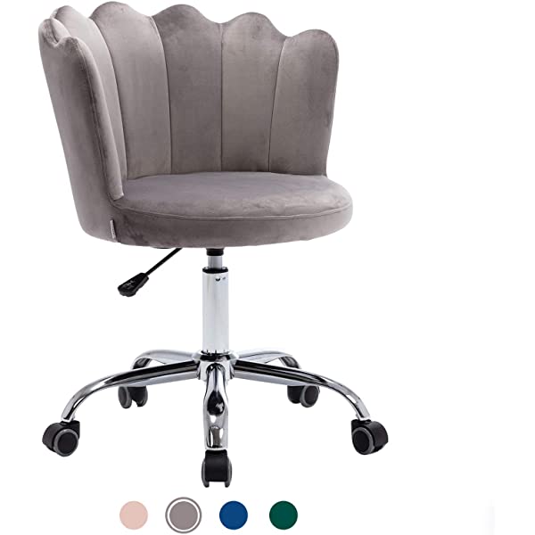 MTFY Modern Home Office Swivel Chair, Shell Desk Chair with Adjustable Height, Upholstered Ergonomic Computer Desk Chair Leisure Task Chair Accent Armchair for Office, Living Room,Bedroom (Beige)