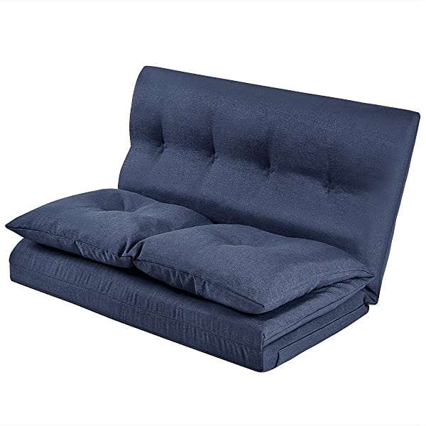 Harper&Bright Designs Folding Lazy Sofa Floor Chaise Lounge Chair Futon with Back Support, Beige