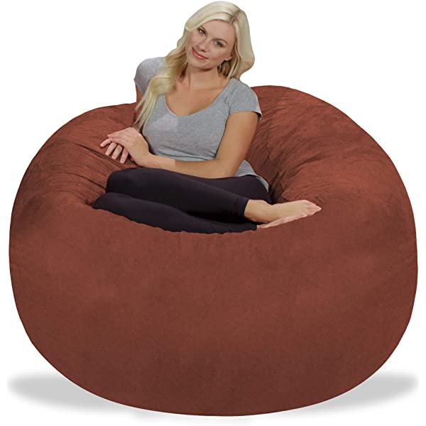 Chill Sack Bean Bag Chair: Giant 5' Memory Foam Furniture Bean Bag - Big Sofa with Soft Micro Fiber Cover - Navy Microsuede - Navy