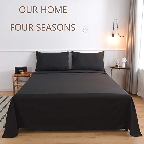 LBRO2M Bed Sheet Set Queen Size 16 Inches Deep Pocket 1800 Thread Count 100% Microfiber Sheet,Bedding Super Soft Comfortable, Cool Warm,4 Piece（Dark Grey） Dark Grey Queen