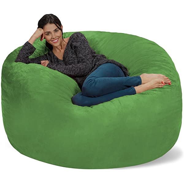 Chill Sack Bean Bag Chair: Giant 5' Memory Foam Furniture Bean Bag - Big Sofa with Soft Micro Fiber Cover - Navy Microsuede - Navy