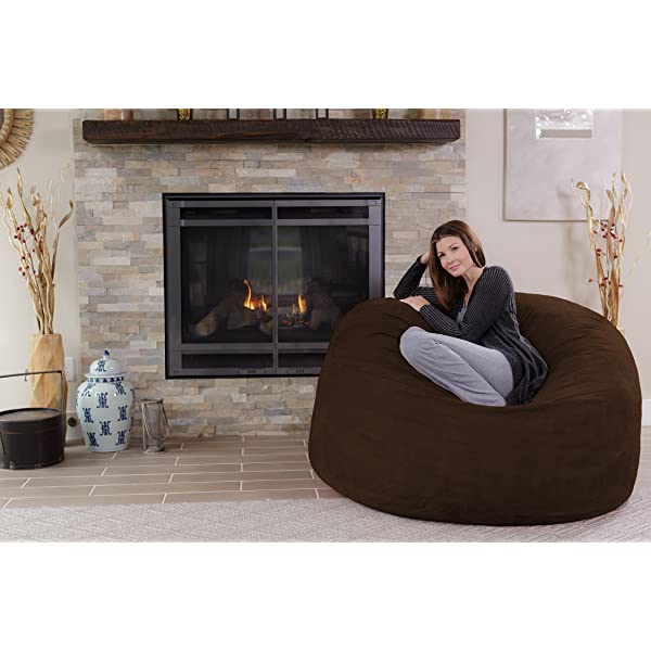 Chill Sack Bean Bag Chair: Giant 5' Memory Foam Furniture Bean Bag - Big Sofa with Soft Micro Fiber Cover - Navy Microsuede - Navy