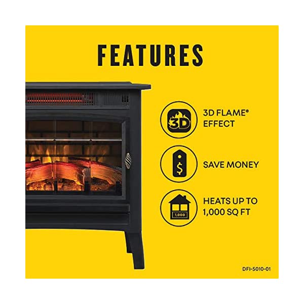 Duraflame 3D Infrared Electric Fireplace Stove with Remote Control - Portable Indoor Space Heater - DFI-5010 (Black)