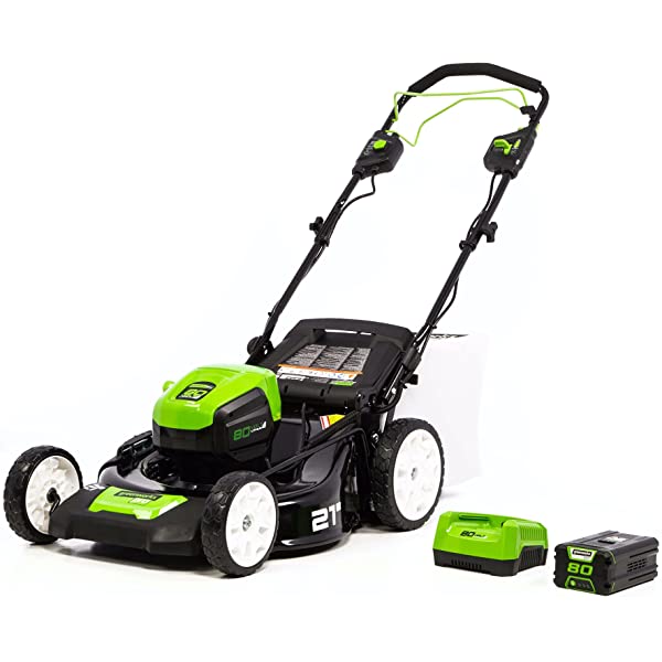 Greenworks Pro 80V 21 inch Cordless Push Lawn Mower, Includes Two 2Ah Batteries and Charger, GLM801601 (2) 2Ah Batteries Push