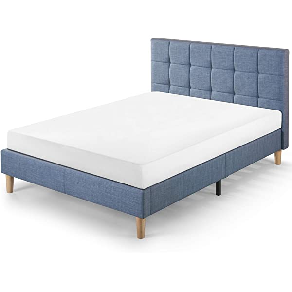 ZINUS Lottie Upholstered Platform Bed Frame / Mattress Foundation / Wood Slat Support / No Box Spring Needed / Easy Assembly, Grey, Queen Grey Queen Standard