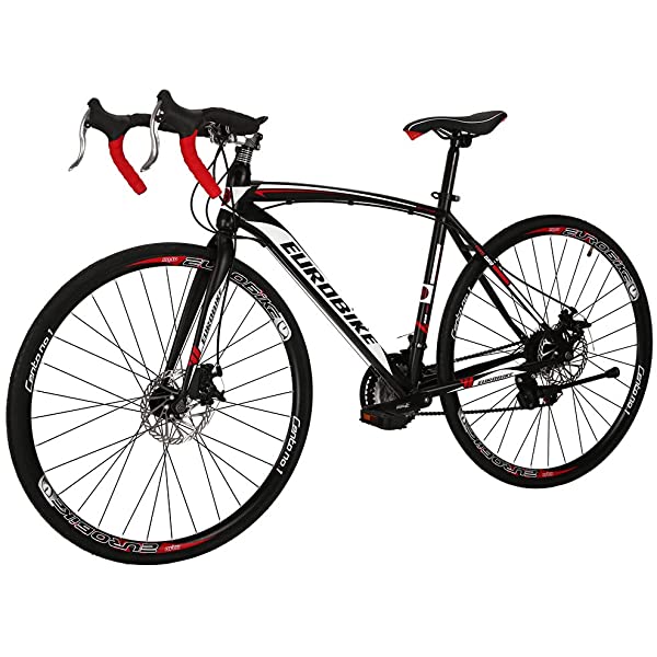 Eurobike 21 Speed Shifting System Road Bike 49/54/56 cm Frame 700C Wheel Adult Road Bicycle Black/white 30rim 54cm