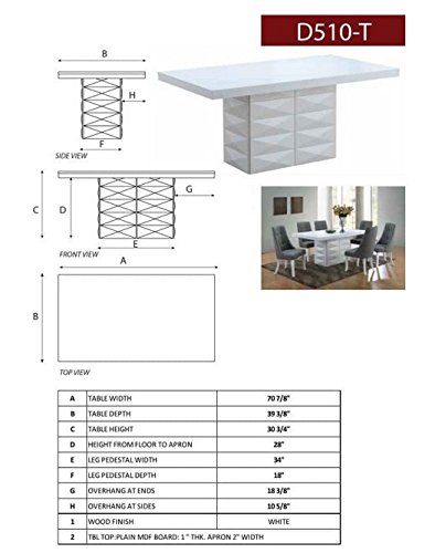 【Furniture】Milan 7 Piece White Modern Rectangle Dinette Dining Room Table & 6 Beige Vinyl Chairs