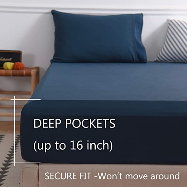 LBRO2M Bed Sheet Set Queen Size 16 Inches Deep Pocket 1800 Thread Count 100% Microfiber Sheet,Bedding Super Soft Comfortable, Cool Warm,4 Piece（Dark Grey） Dark Grey Queen