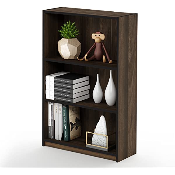 FURINNO JAYA Simple Home 3-Tier Adjustable Shelf Bookcase, White White 3-Tier Bookcase