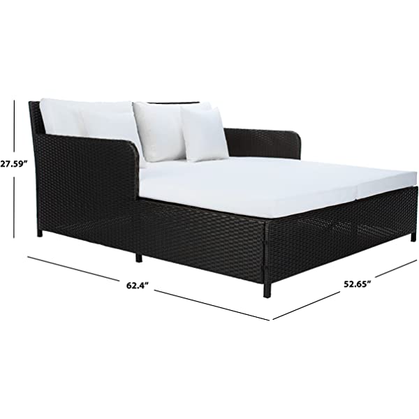 Safavieh Outdoor Collection Cadeo Brown Cushion Daybed PAT7500C, Grey/White