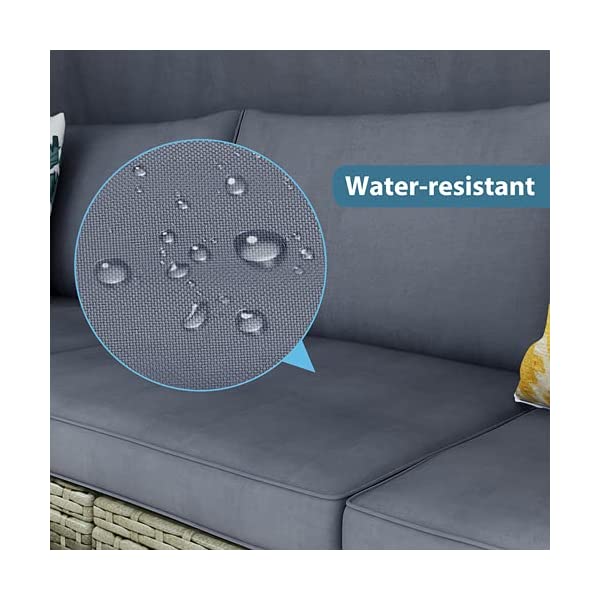 Lazyspace 5 Pieces Outdoor Sectional Patio Rattan Sofa Set Rattan Daybed, PE Wicker Conversation Furniture Set w/Canopy and Tempered Glass Side Table, Gray