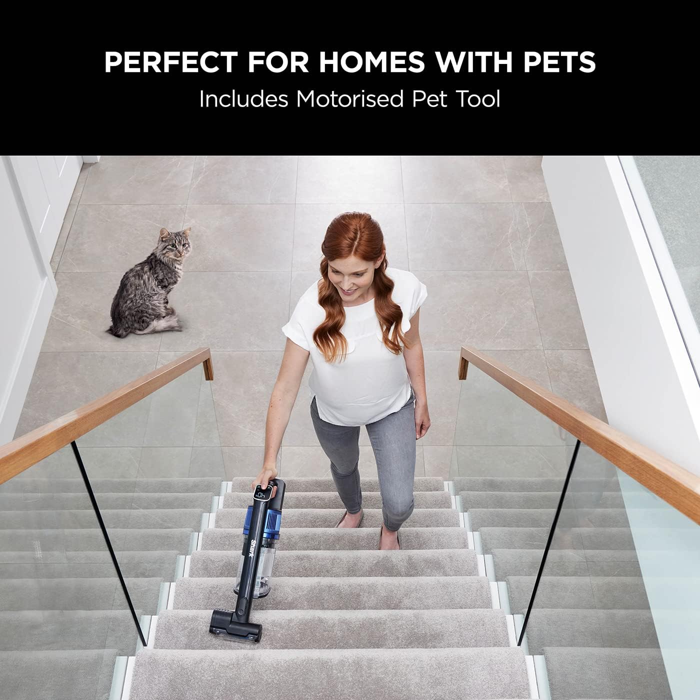 Shark Cordless Stick Vacuum Cleaner with Anti Hair Wrap, 120 Minute Run Time (2 Batteries), Flexible DuoClean Vacuum Cleaner with Motorised Pet, Multi-Surface & Crevice Tools, Black & Blue. IZ320UKT