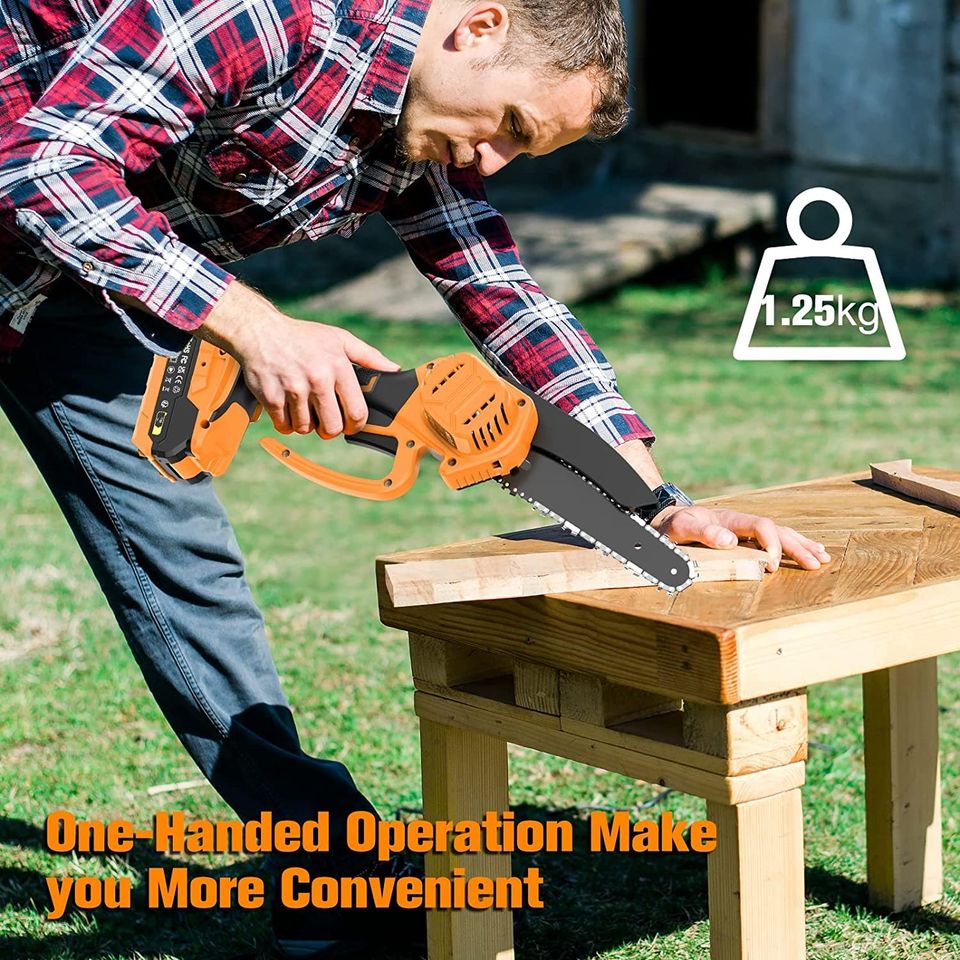 Mini 6 Pro Chainsaw , Cordless Chainsaw Brushless 2 Batteries, heavy duty. IB3