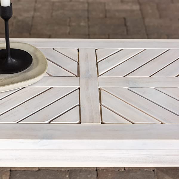 Walker Edison 5 Person Outdoor Wood Chevron Patio Furniture Dining Set Table Chairs Bench All Weather Backyard Conversation Garden Poolside Balcony, 4 Piece, Brown Brown 4 Piece Dining Set