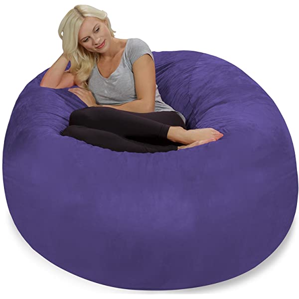 Chill Sack Bean Bag Chair: Giant 5' Memory Foam Furniture Bean Bag - Big Sofa with Soft Micro Fiber Cover - Navy Microsuede - Navy