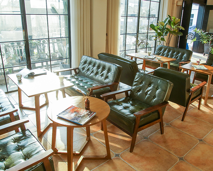 Office Leather Sofa clothing sweet milk tea shop coffee shop double booth negotiation table and chair combination