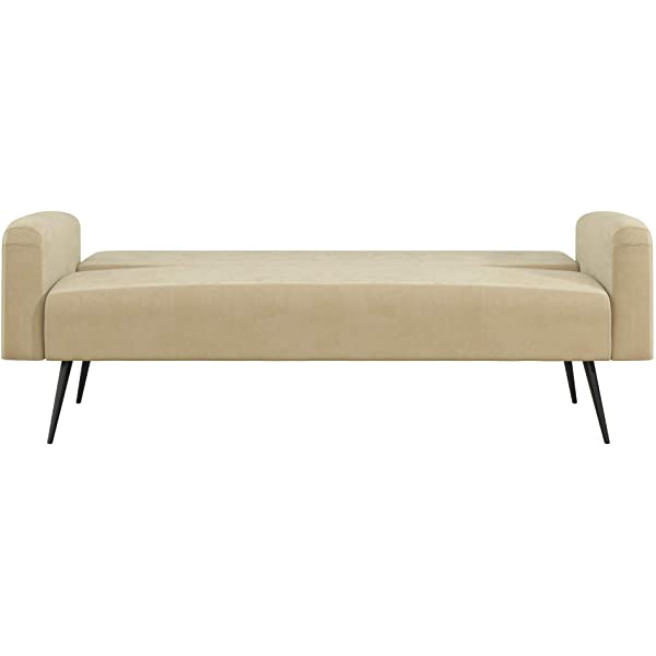 Novogratz 2360379N Z Stevie, Convertible Sofa Bed Couch, Ivory Velvet Futon