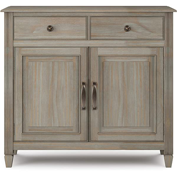 SIMPLIHOME Connaught SOLID WOOD 40 inch Wide Transitional Entryway Storage Cabinet in Dark Chestnut Brown, with 2 Drawers, 2 Doors, Adjustable Shelves