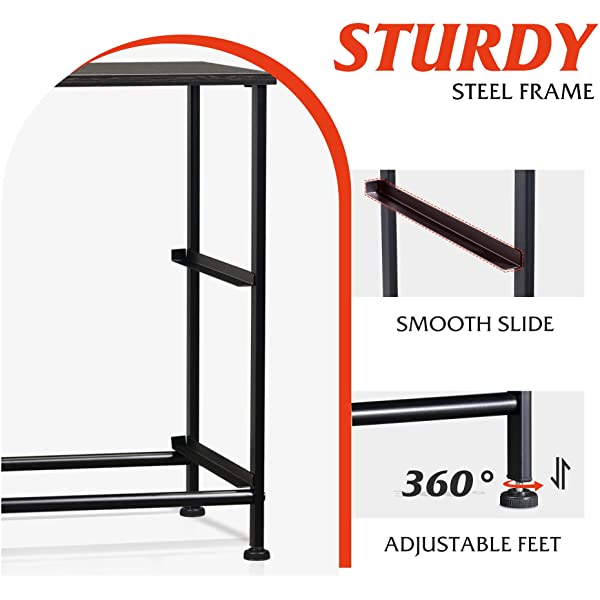 WLIVE Nightstand with 2 Fabric Drawers, Bedside Furniture & End Table Dresser for Bedroom, Living Room, Steel Frame, Wood Top, Easy Pull Handle Charcoal Gray