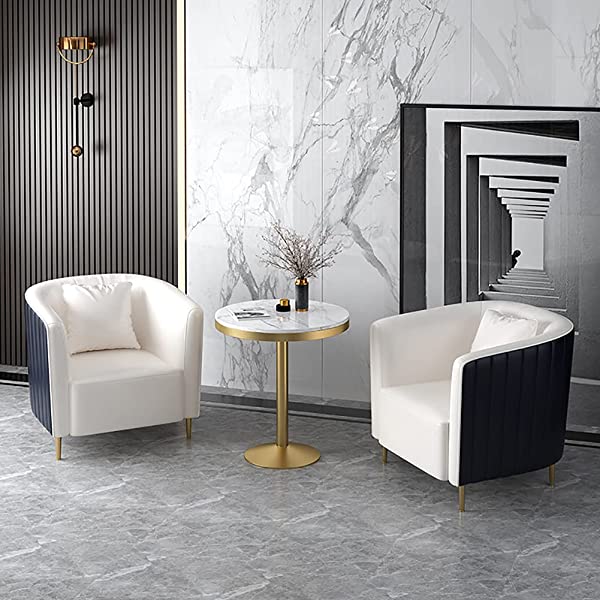 HUAYIN Round Dining Table Set, Conversation Table Sets with 4 Upholstered Chairs | 4 Pieces Patio Furniture Sets for Small Spaces Kitchen Modern Home for Cafe Restaurant,Yellow,1 Table & 4 Chairs 1 table & 4 chairs Yellow