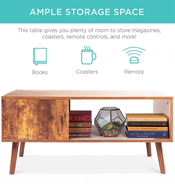 Best Choice Products Wooden Mid-Century Modern Coffee Table