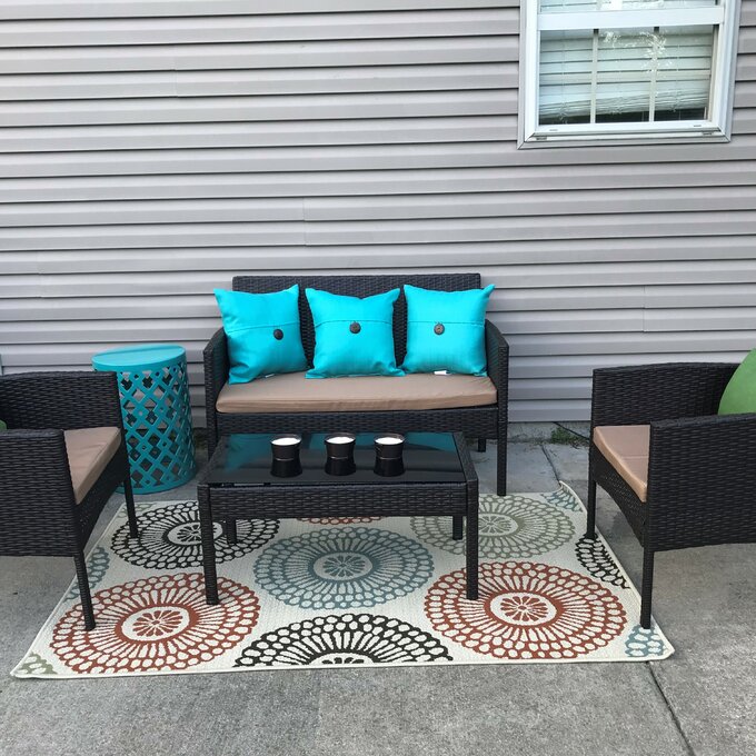 Hogans Wicker/Rattan 4 - Person Seating Group with Cushions