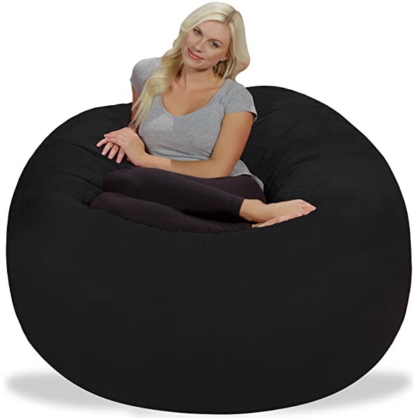 Chill Sack Bean Bag Chair: Giant 5' Memory Foam Furniture Bean Bag - Big Sofa with Soft Micro Fiber Cover - Navy Microsuede - Navy
