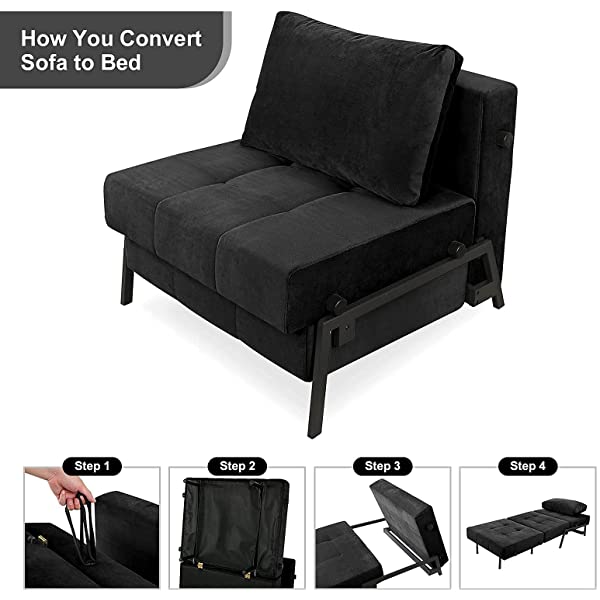 Vonanda Sofa Bed, Folding Velvet Sleeper Sofa, Modern Sleeper Chair Bed with Hidden Legs and Sturdy Frame for Small Living Space, Velvet Hunter Green