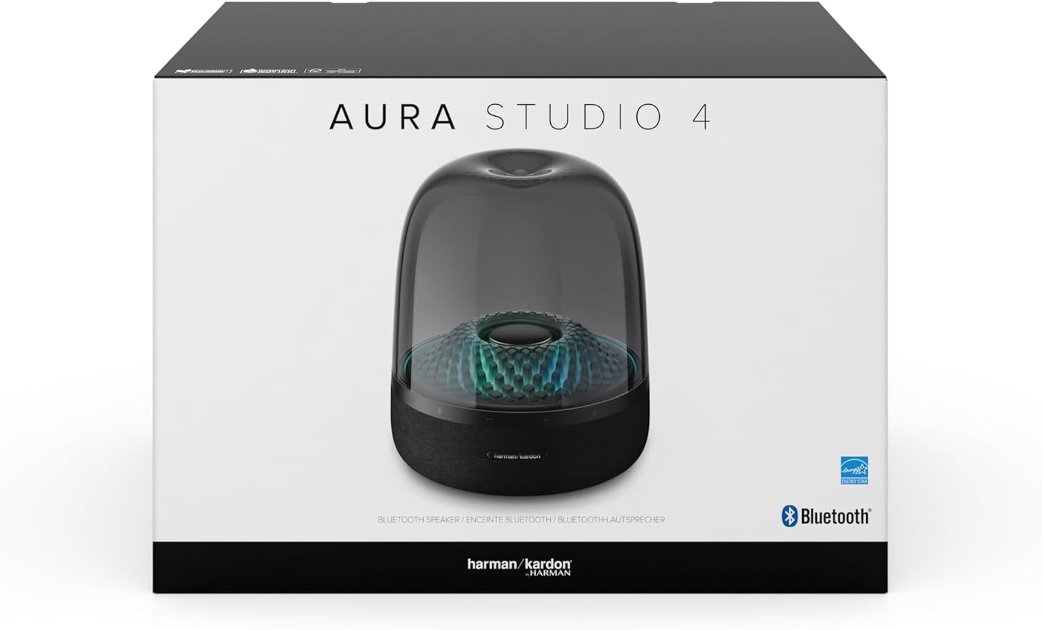 Harman Kardon Aura, Portable Bluetooth Speaker with 360-Degree Audio and Ambient Light, in Black