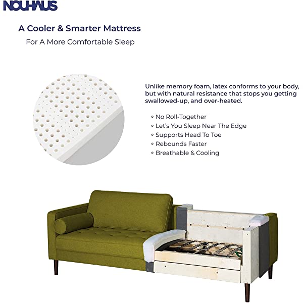 Nouhaus Module, Sleeper Sofa Bed Couch. 7ft Luxury Convertible Sofa Futon Bed with No Roll Together Latex. Ivory Woven Pull Out Bed for Bedroom Couch, Small Apartment Furniture Sofas or RV Couch Woven/Knit Ivory