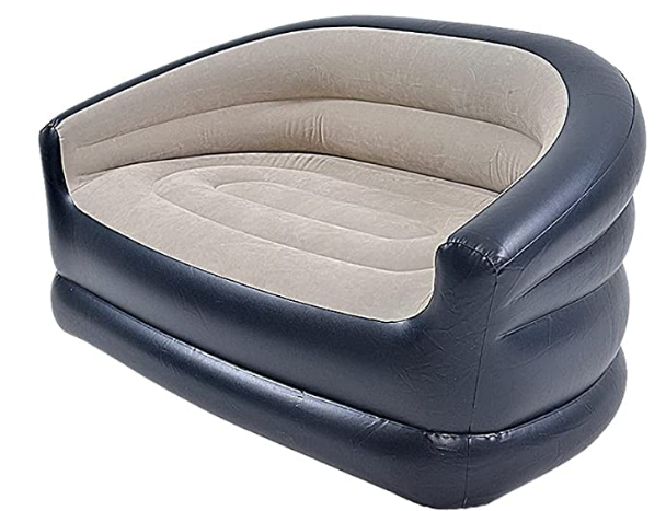 Folding Portable Inflatable Double Sofa, Lazy Flocking Two-Seater Lounge Chair with Electric Air Pump - Great for Pop Up Indoor Living Room and Outdoor Balcony, Backyard, Camping, Picnic, RV