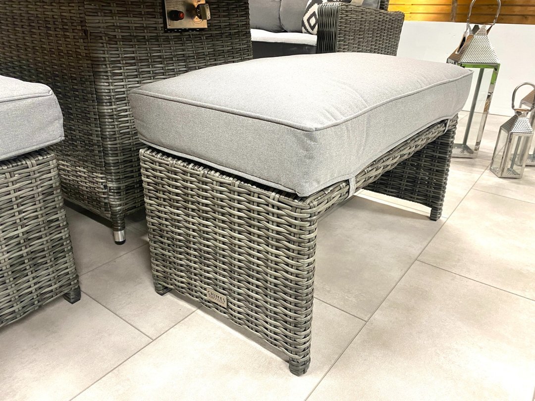 Chimes - Stone Grey Milan Deluxe Corner Dining Set With Firepit Table