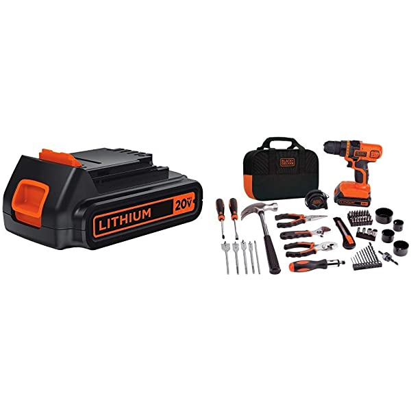 BLACK+DECKER 20V Max Drill & Home Tool Kit, 68 Piece (LDX120PK) 20V Home Tool Kit