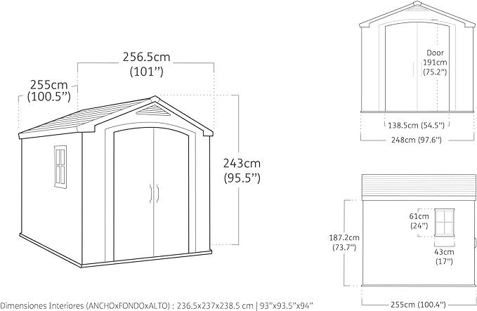 8' x 8' Plastic Garden Shed, Fire Retardant and Weatherproof, Ado Color