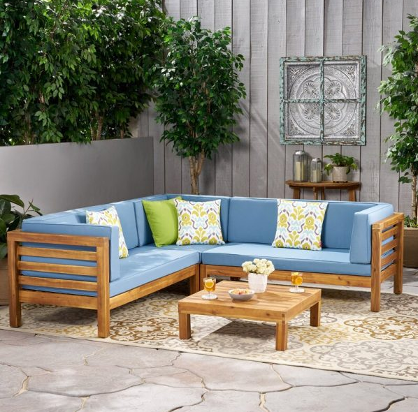 Seaham Solid Wood 5-Seat Group with Cushion