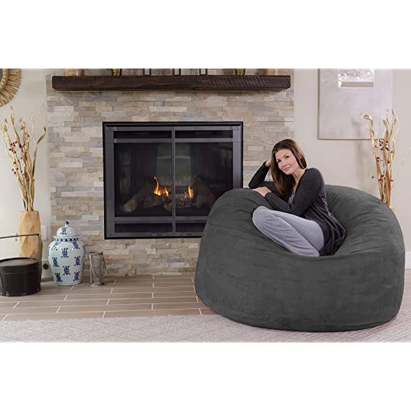 Chill Sack Bean Bag Chair: Giant 5' Memory Foam Furniture Bean Bag - Big Sofa with Soft Micro Fiber Cover - Navy Microsuede - Navy