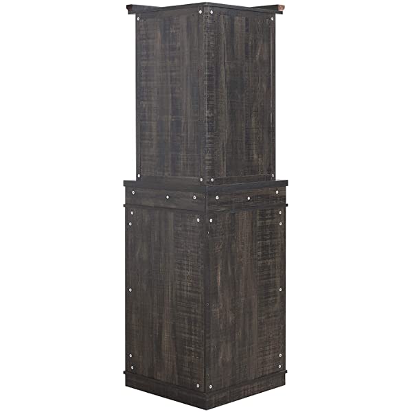 Home Source Stone Grey Corner Bar Unit with Built-in Wine Rack and Lower Cabinet