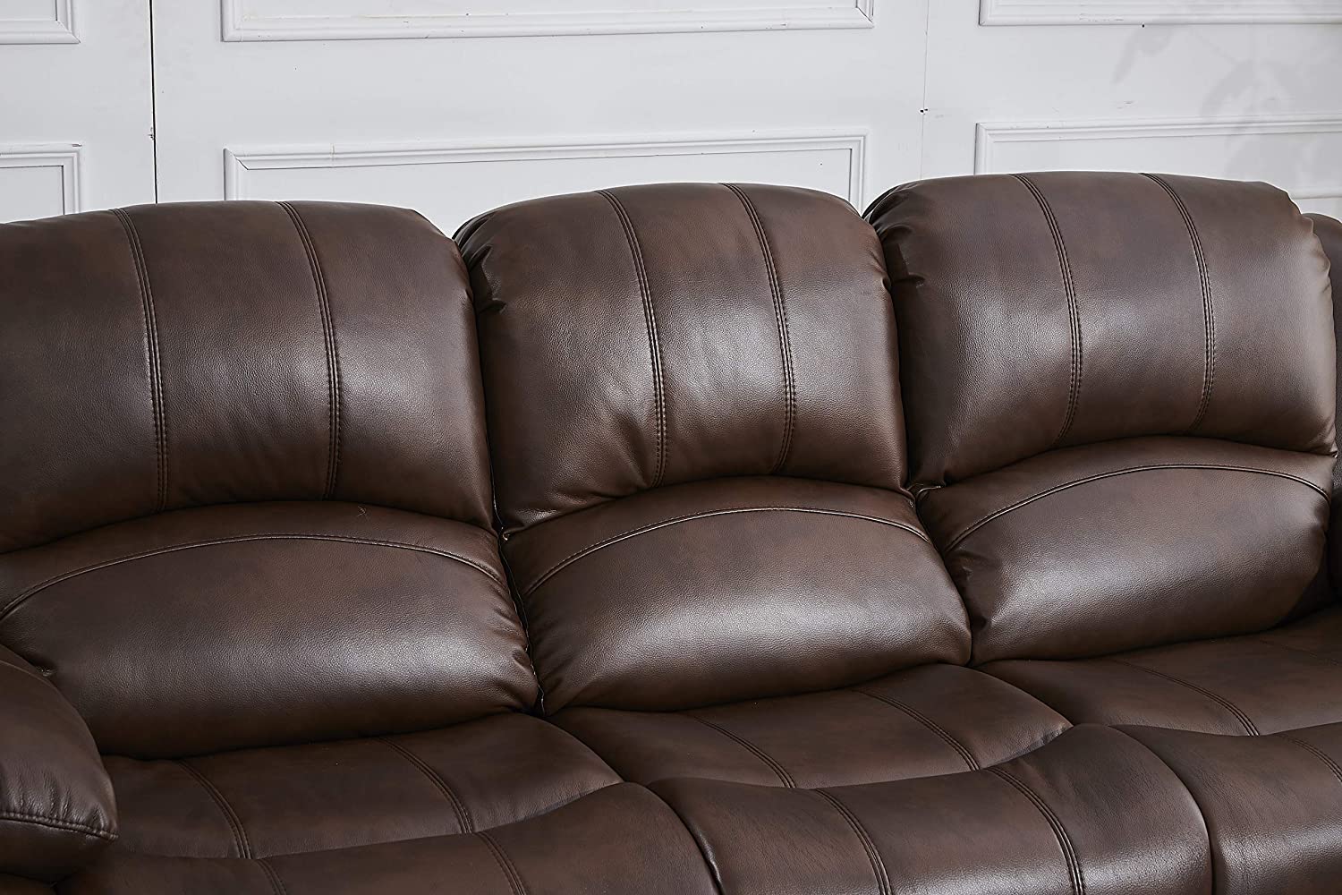 Betsy Furniture 3PC Bonded Leather Recliner Set Living Room Set, Sofa, Loveseat, Chair 8018 (Brown, Living Room Set 3+2+1)