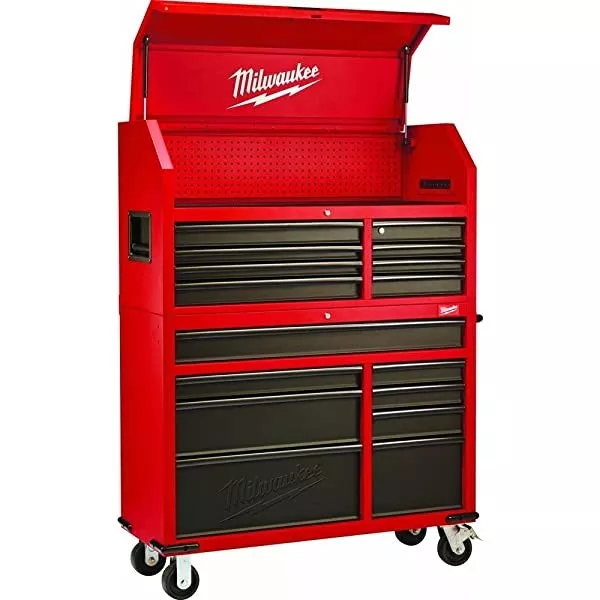 Heavy-duty, Drawer 16 Tool Chest 46 In. and Rolling Cabinet Set, Red and Black