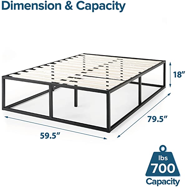 ZINUS Joseph Metal Platforma Bed Frame / Mattress Foundation / Wood Slat Support / No Box Spring Needed / Sturdy Steel Structure, Queen Queen 14 Inch