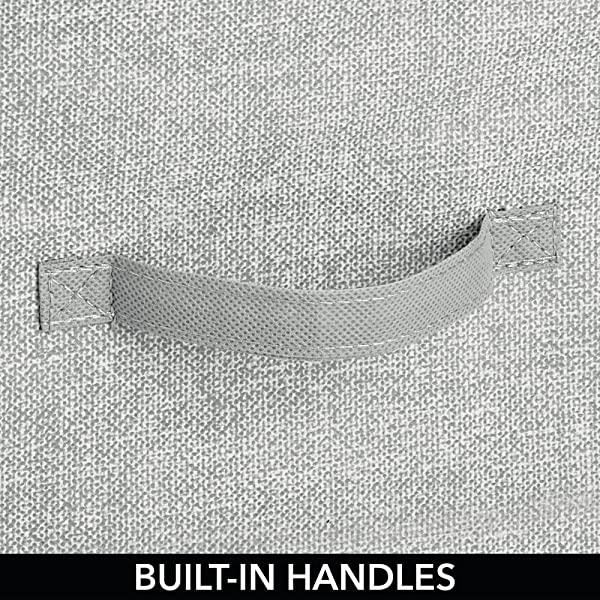 mDesign Storage Dresser End/Side Table Night Stand Furniture Unit - Small Standing Organizer for Bedroom, Office, Living Room, and Closet - 2 Drawer Removable Fabric Bins - Gray/White Grey