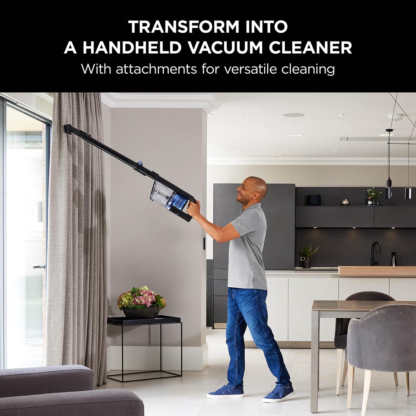 Shark Cordless Stick Vacuum Cleaner with Anti Hair Wrap, 120 Minute Run Time (2 Batteries), Flexible DuoClean Vacuum Cleaner with Motorised Pet, Multi-Surface & Crevice Tools, Black & Blue. IZ320UKT