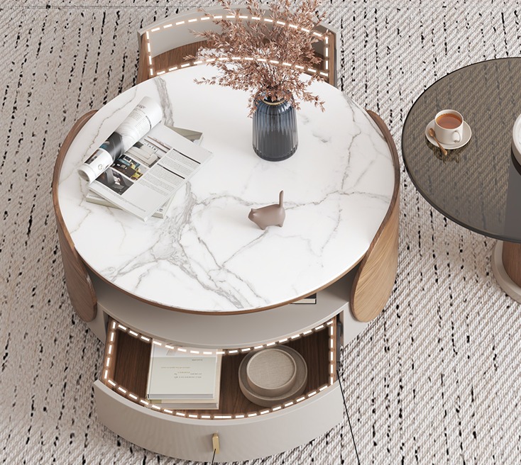 round coffee table coffee table living room household two-piece set