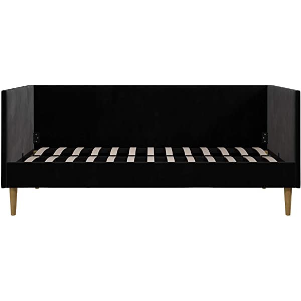 DHP Franklin Mid Century Upholstered Daybed, Sofa Bed, Twin Size Frame, Tan Linen Linen Twin Tan