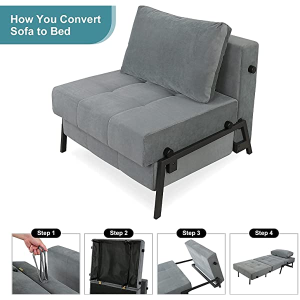 Vonanda Sofa Bed, Folding Velvet Sleeper Sofa, Modern Sleeper Chair Bed with Hidden Legs and Sturdy Frame for Small Living Space, Velvet Hunter Green